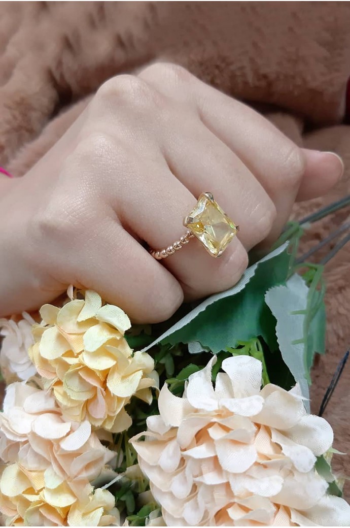 Sarı Kuvars Taşlı Yüzük 4,00 Karat