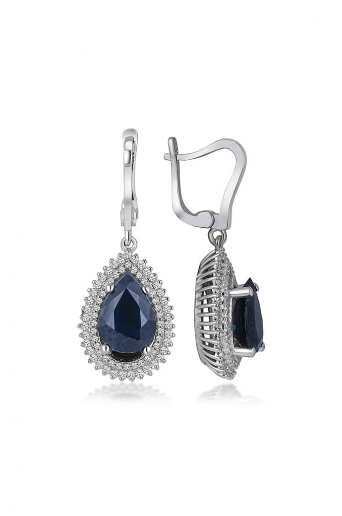 Safirli Pırlantalı Küpe 5,47 Karat
