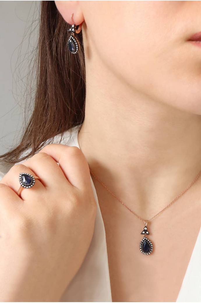 Safirli Elmas Küpe 3,22 Karat