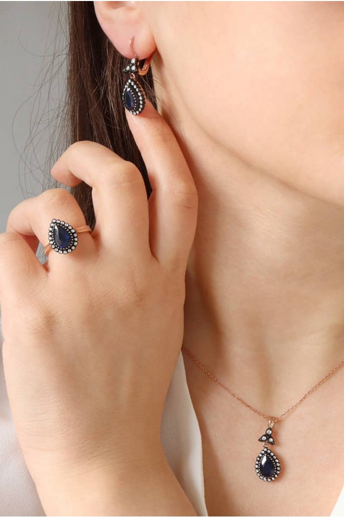 Safirli Elmas Küpe 3,22 Karat