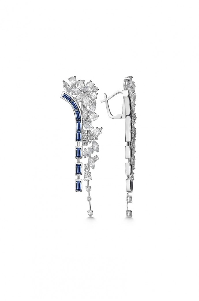 Safirli Pırlantalı Küpe 10,56 Karat