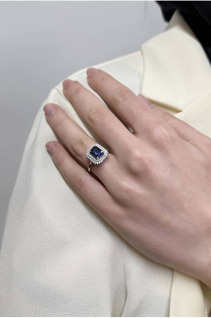 Safirli Pırlantalı Yüzük 2,20 Karat