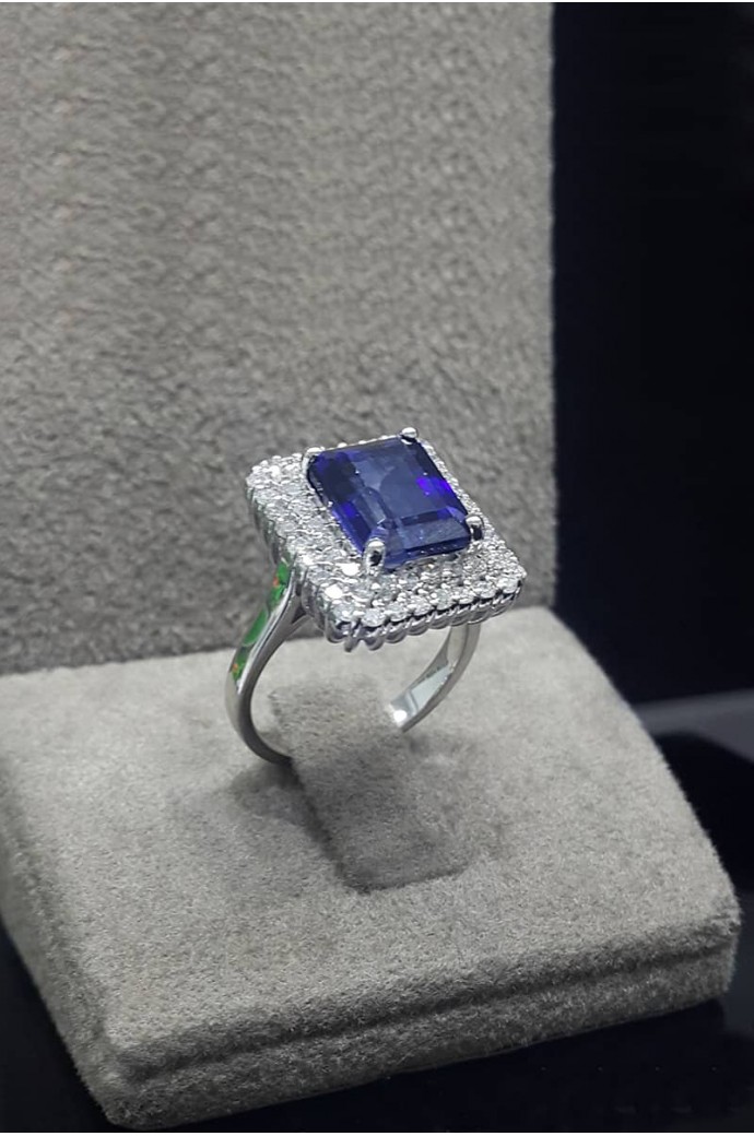 Safirli Pırlantalı Yüzük 2,52 Karat