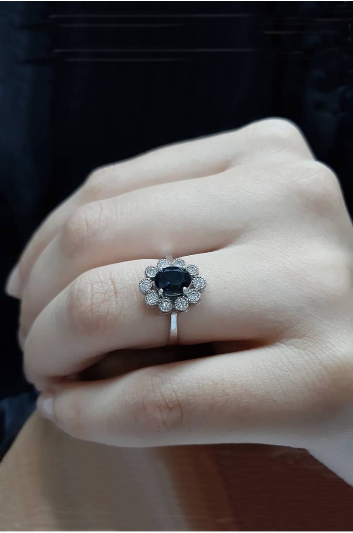 Safirli Pırlantalı Yüzük 1,51 Karat