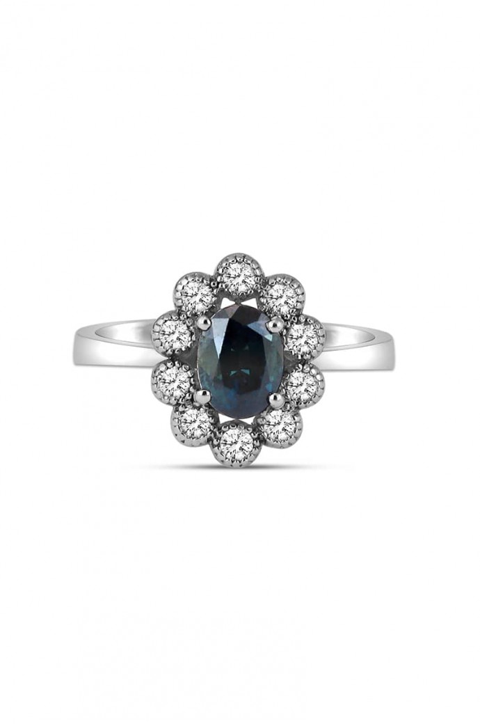 Safirli Pırlantalı Yüzük 1,51 Karat