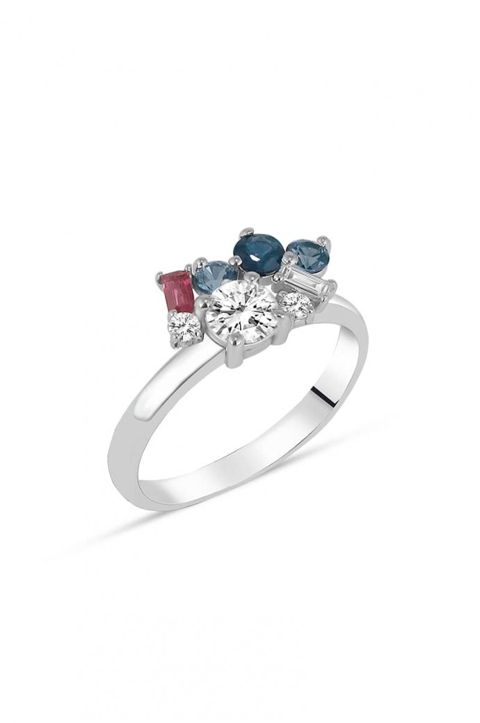 Safirli Pırlantalı Yüzük 0,83 Karat