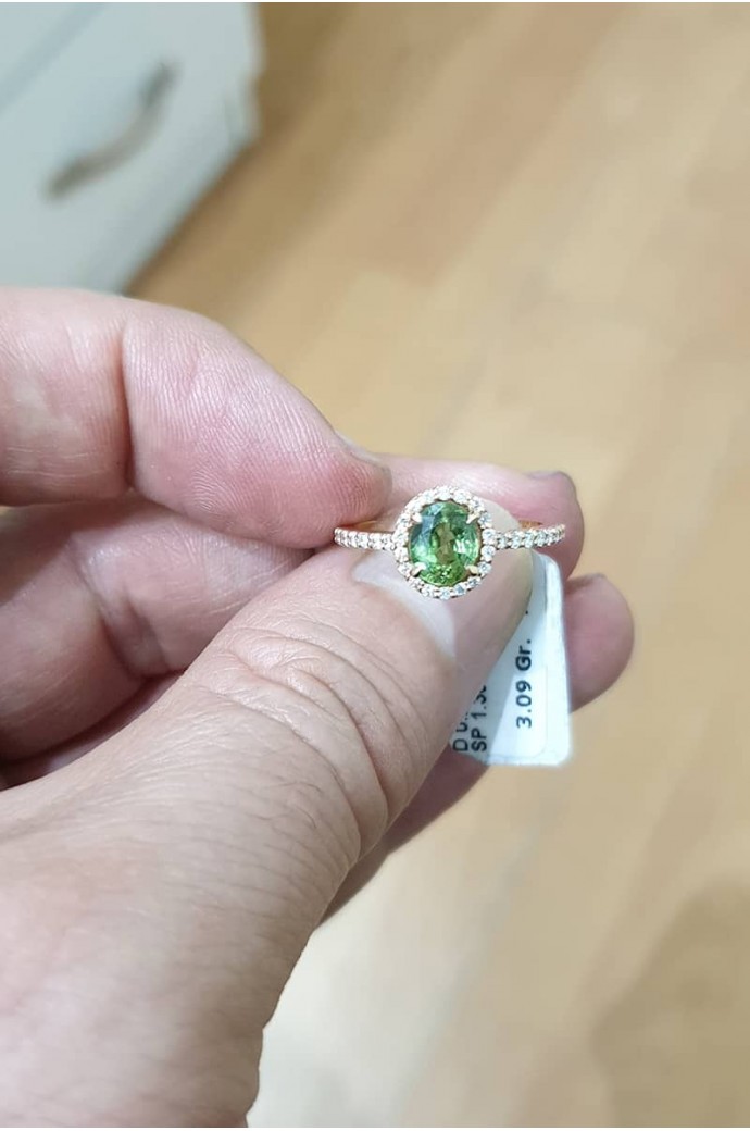 Safirli Pırlantalı Yüzük 1,50 Karat