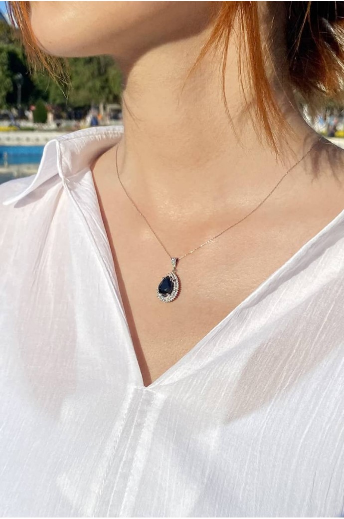 Safirli Pırlantalı Kolye 3,03 Karat