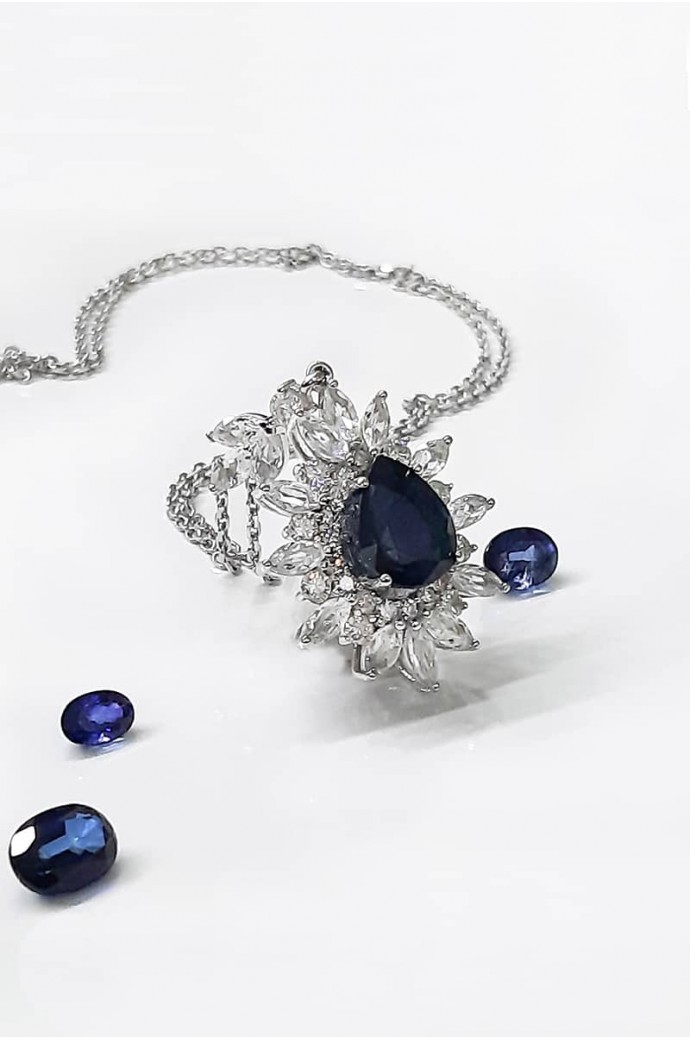 Safirli Pırlantalı Kolye 7,95 Karat