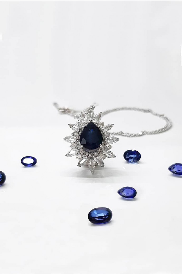 Safirli Pırlantalı Kolye 7,95 Karat