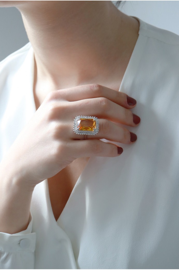 Sitrin Taşlı Pırlantalı Yüzük 10,43 Karat 