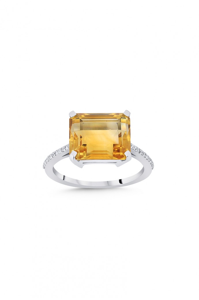 Sitrin Taşlı Pırlantalı Yüzük 5,34 Karat 