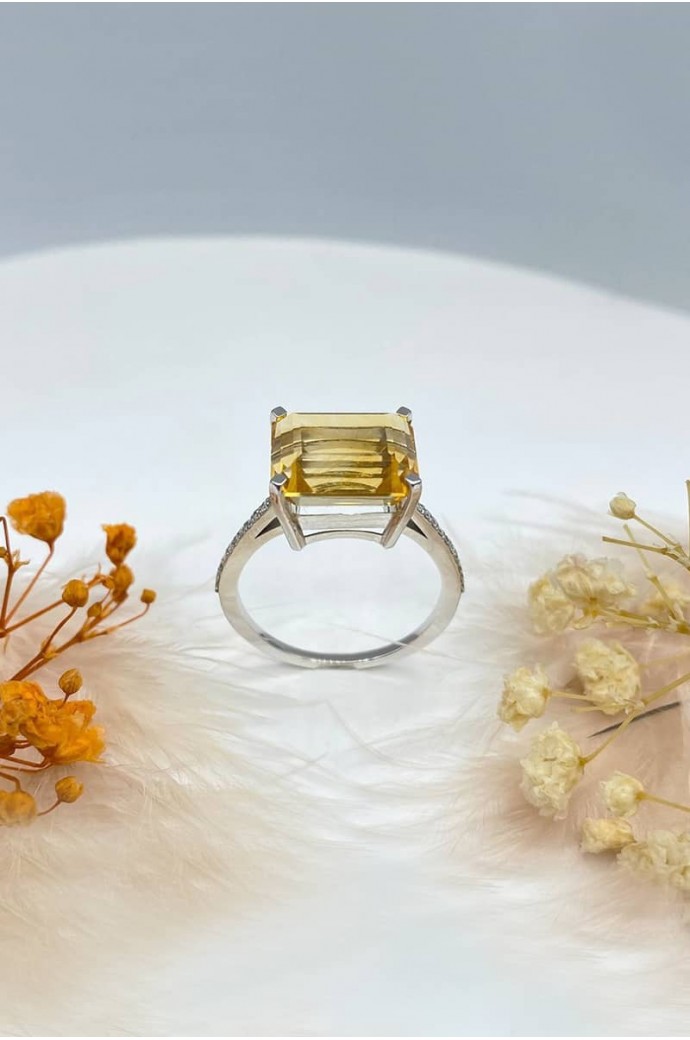 Sitrin Taşlı Pırlantalı Yüzük 5,34 Karat 