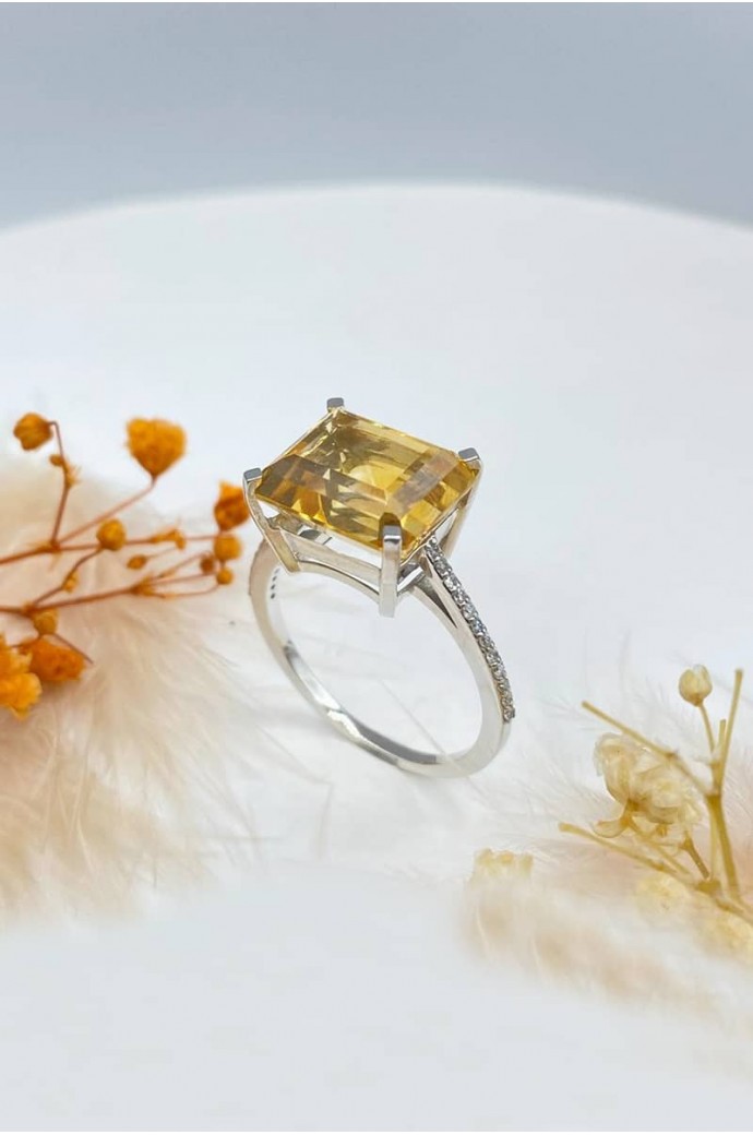 Sitrin Taşlı Pırlantalı Yüzük 5,34 Karat 