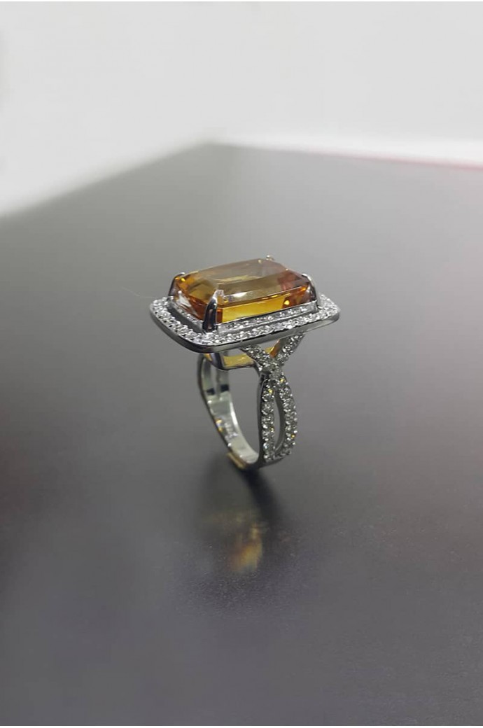 Sitrin Taşlı Pırlantalı Yüzük 7,63 Karat 