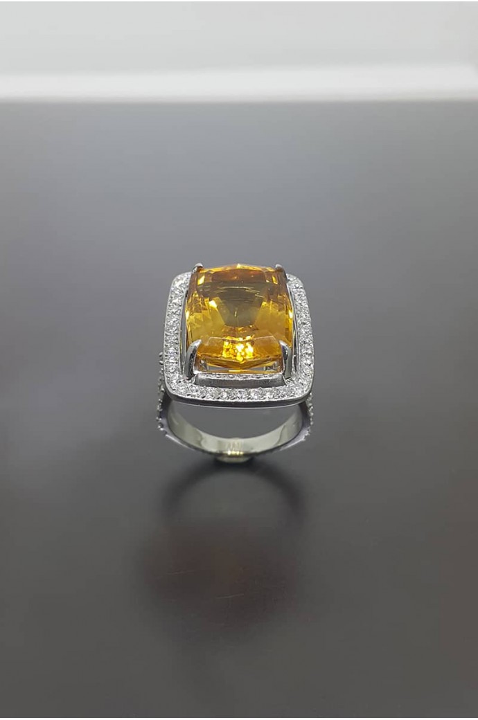 Sitrin Taşlı Pırlantalı Yüzük 7,63 Karat 