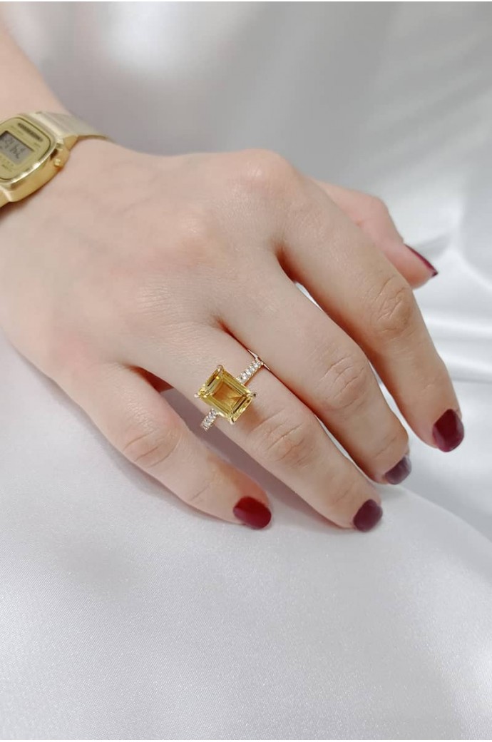 Sitrin Taşlı Pırlantalı Yüzük 3,65 Karat 