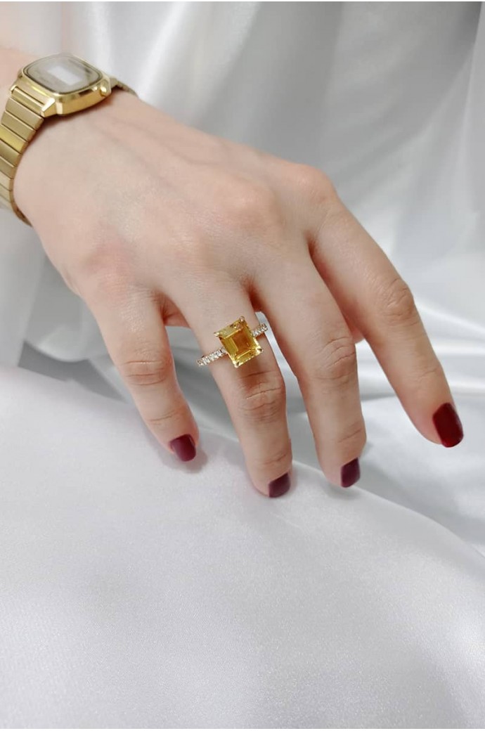 Sitrin Taşlı Pırlantalı Yüzük 3,65 Karat 