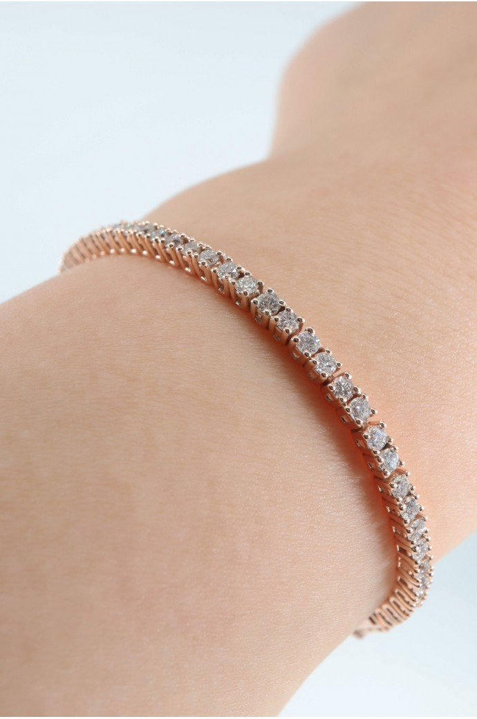 Suyolu Pırlanta Bileklik Pembe Altın 1,85 Karat