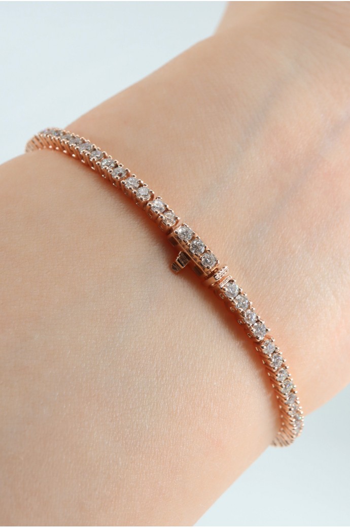 Suyolu Pırlanta Bileklik Pembe Altın 1,85 Karat