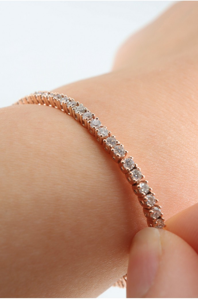 Suyolu Pırlanta Bileklik Pembe Altın 1,85 Karat