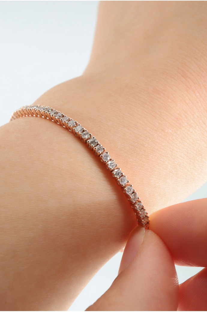 Suyolu Pırlanta Bileklik Pembe Altın 1,85 Karat