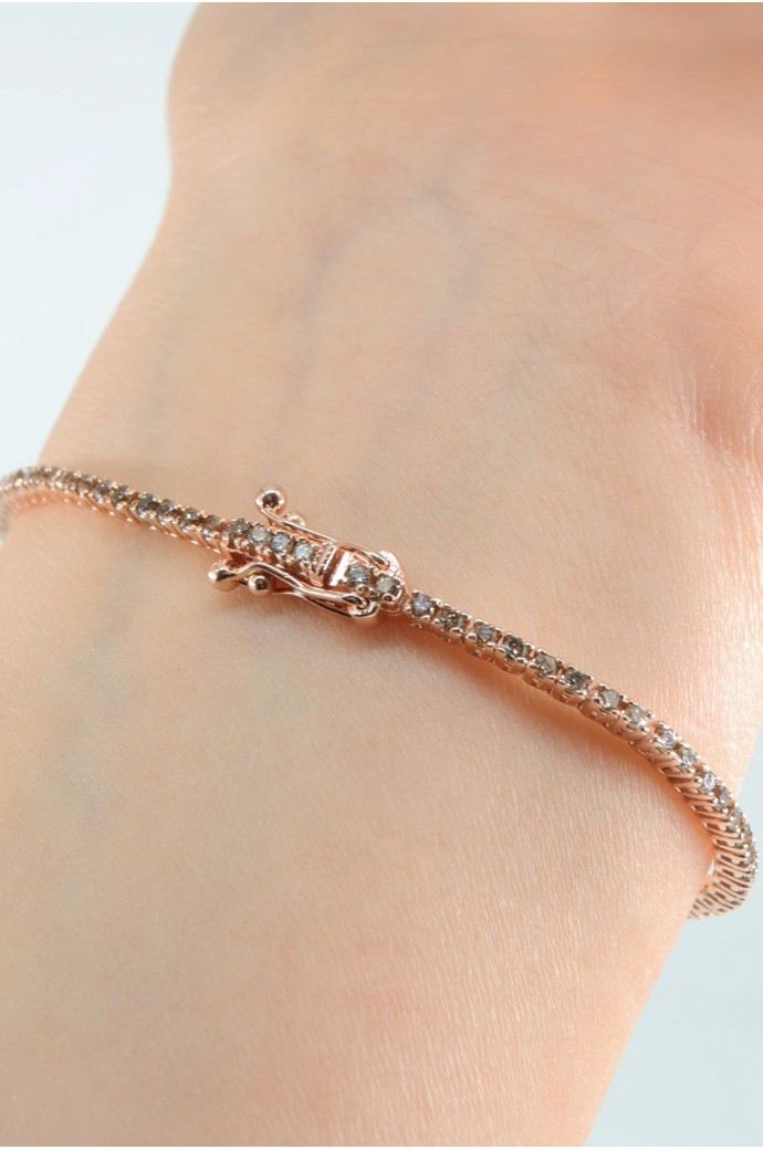 Suyolu Pırlanta Bileklik Pembe Altın 1,30 Karat