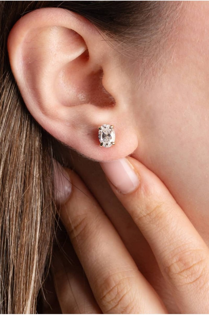 Tektaş Pırlanta Küpe 2,08 Karat Oval Kesim