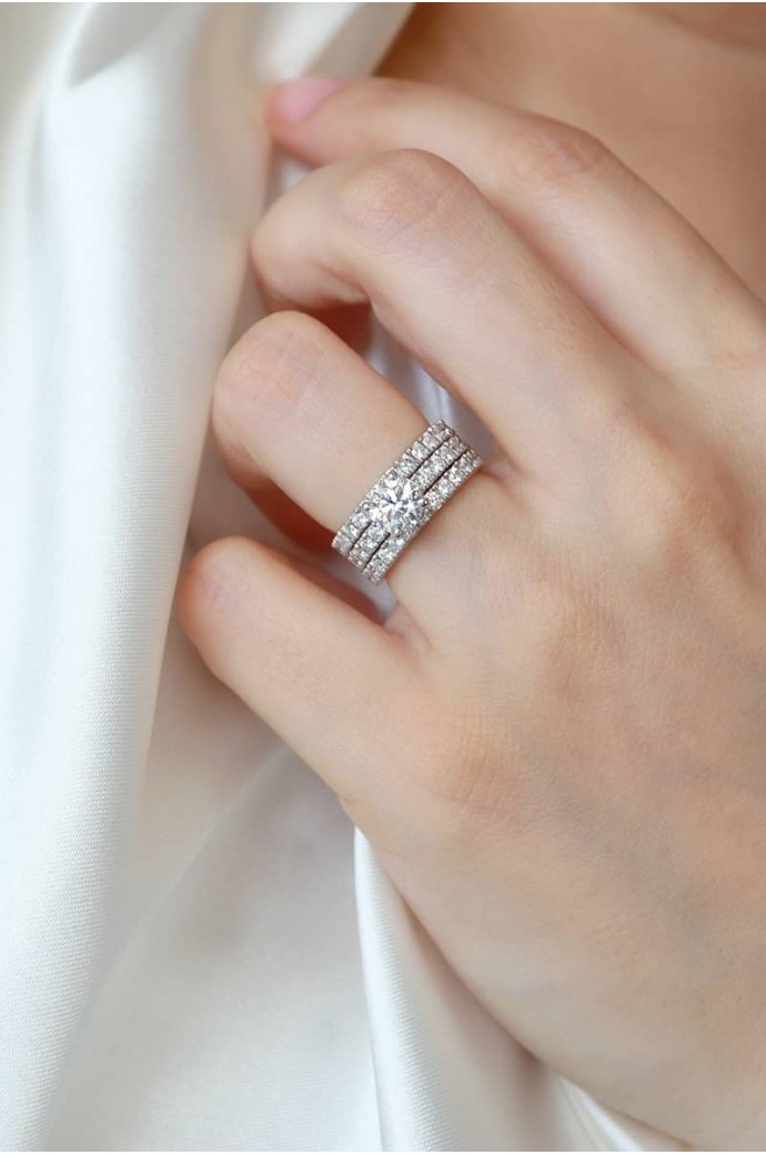 İkiz Yüzük Tektaş Tamtur Pırlanta 3,40 Karat 