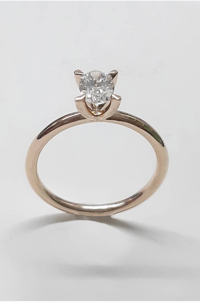Tektaş Pırlanta Yüzük 0,55 Karat Oval Kesim Rose