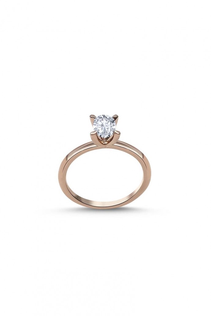 Tektaş Pırlanta Yüzük 0,55 Karat Oval Kesim Rose