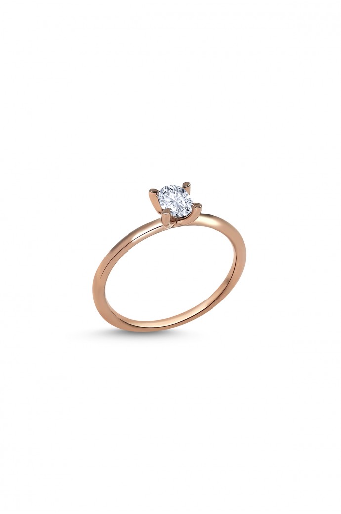 Tektaş Pırlanta Yüzük Oval Kesim 0,30 Karat 