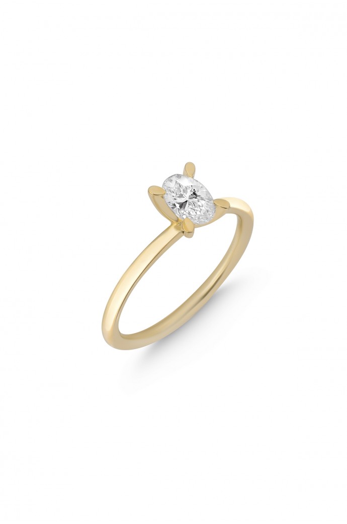 Tektaş Pırlanta Yüzük Oval Kesim 0,50 Karat 