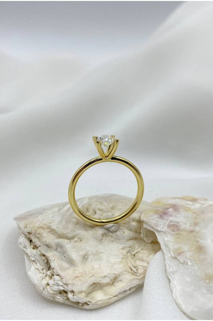 Tektaş Pırlanta Yüzük Oval Kesim 0,50 Karat 