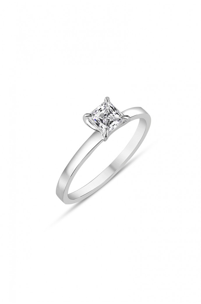 Tektaş Pırlanta Yüzük Prenses Kesim 0,50 Karat 