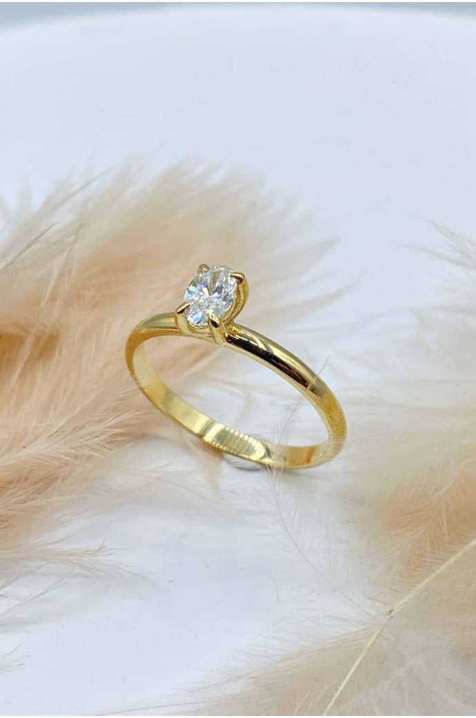 Tektaş Pırlanta Yüzük Oval Kesim 0,30 Karat 