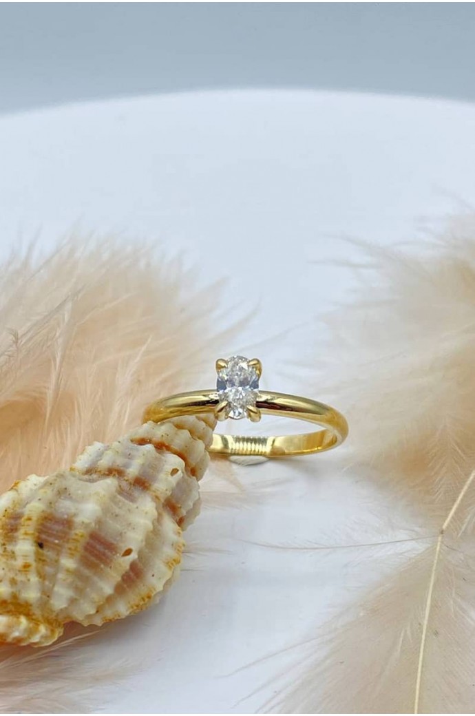 Tektaş Pırlanta Yüzük Oval Kesim 0,30 Karat 