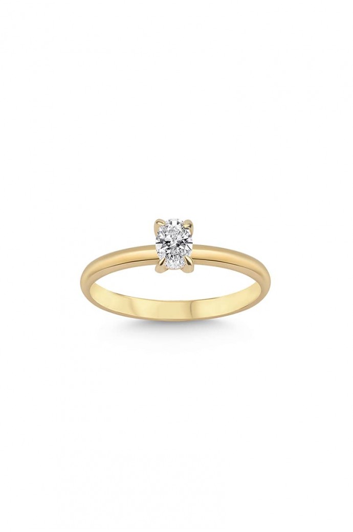 Tektaş Pırlanta Yüzük Oval Kesim 0,30 Karat 