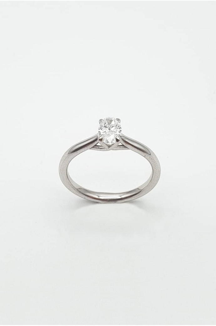 Tektaş Pırlanta Yüzük Oval Kesim 0,50 Karat 