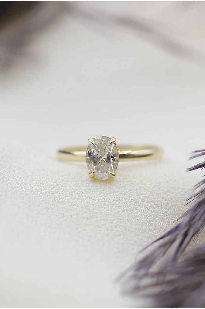 Tektaş Pırlanta Yüzük Oval Kesim 0,60  Karat 