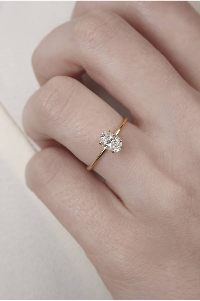 Tektaş Pırlanta Yüzük Oval Kesim 0,70 Karat 