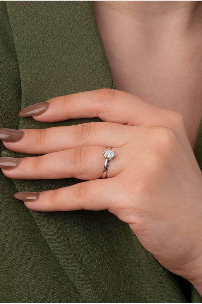 Tektaş Pırlanta Yüzük Oval Kesim 0,50 Karat 