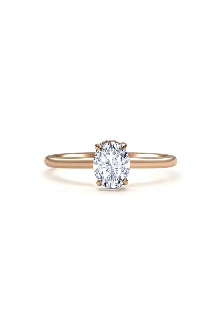 Tektaş Pırlanta Yüzük 0,90 Karat Oval Kesim Rose Altın