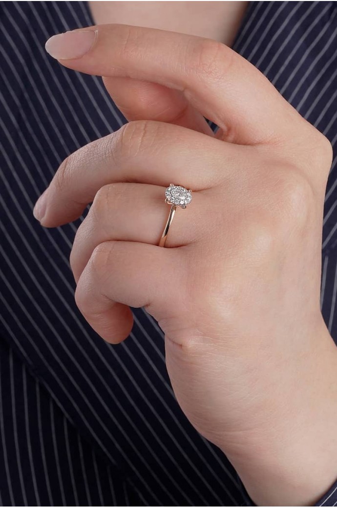Tektaş Pırlanta Yüzük 0,30 Karat Oval Kesim