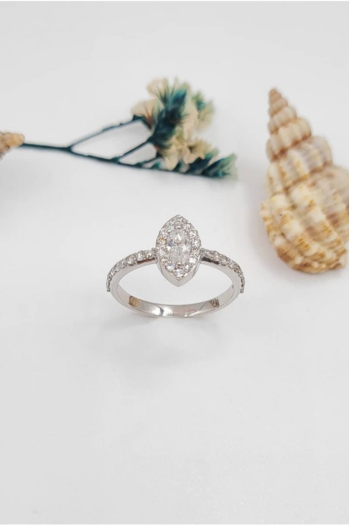 Tektaş Pırlanta Yüzük Markiz Kesim 0,42 Karat 