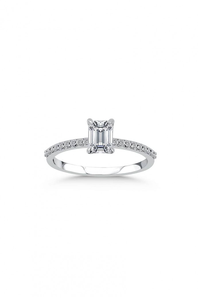 Tektaş Pırlanta Yüzük Zümrüt Kesim 0,75 Karat 