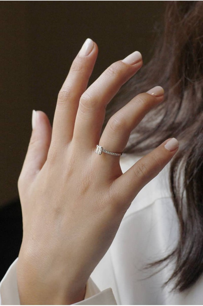 Tektaş Pırlanta Yüzük Zümrüt Kesim 0,57 Karat 