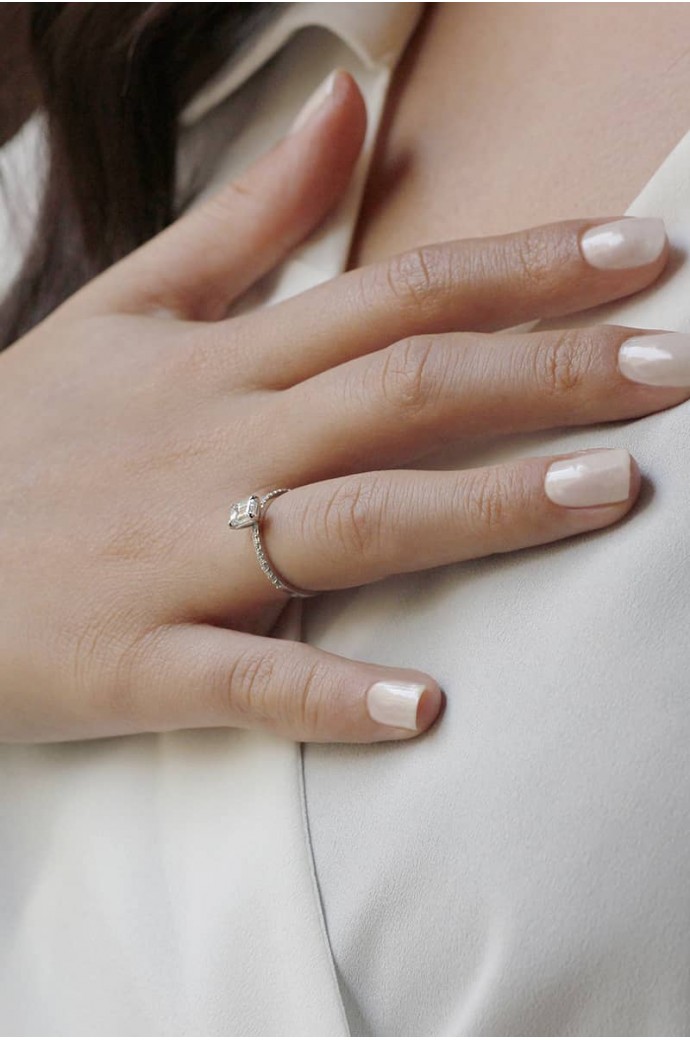 Tektaş Pırlanta Yüzük Zümrüt Kesim 0,57 Karat 