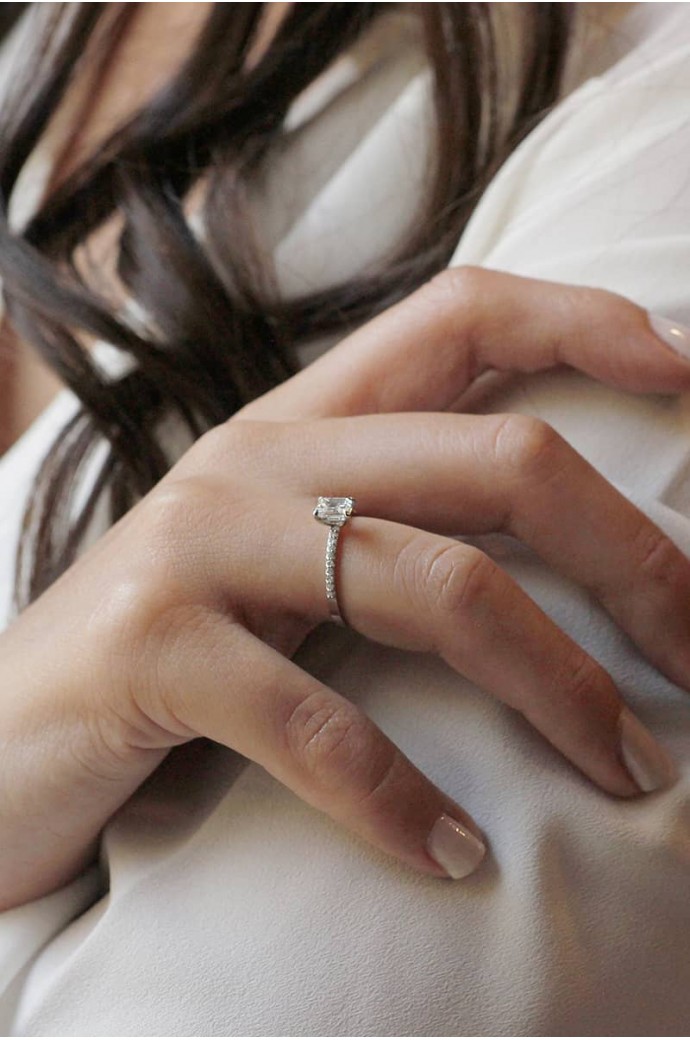 Tektaş Pırlanta Yüzük Zümrüt Kesim 0,57 Karat 