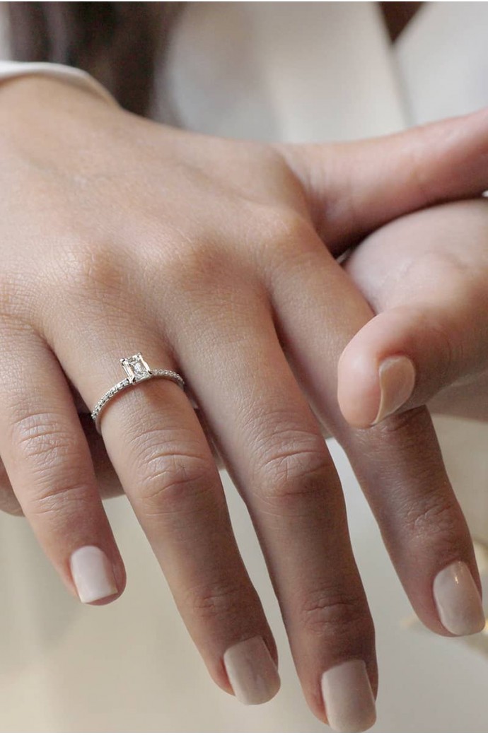 Tektaş Pırlanta Yüzük Zümrüt Kesim 0,57 Karat 